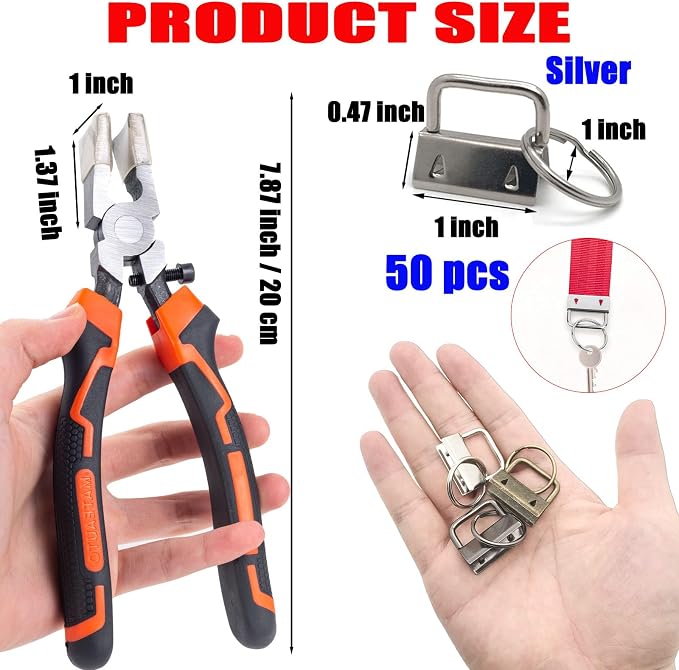 JD Hardware 60PCS 1-Inch Key Fob Hardware Set, 4 Colours with Key Fob Pliers & Storage Bag – DIY Keychain, Wristlet & Lanyard Making Accessories