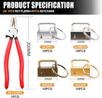 JD Hardware 40PCS 1-Inch Key Fob Hardware Set with Key Fob Pliers, Keychain, Lanyard & Wristlet Hardware Accessories for DIY Key Fob Projects